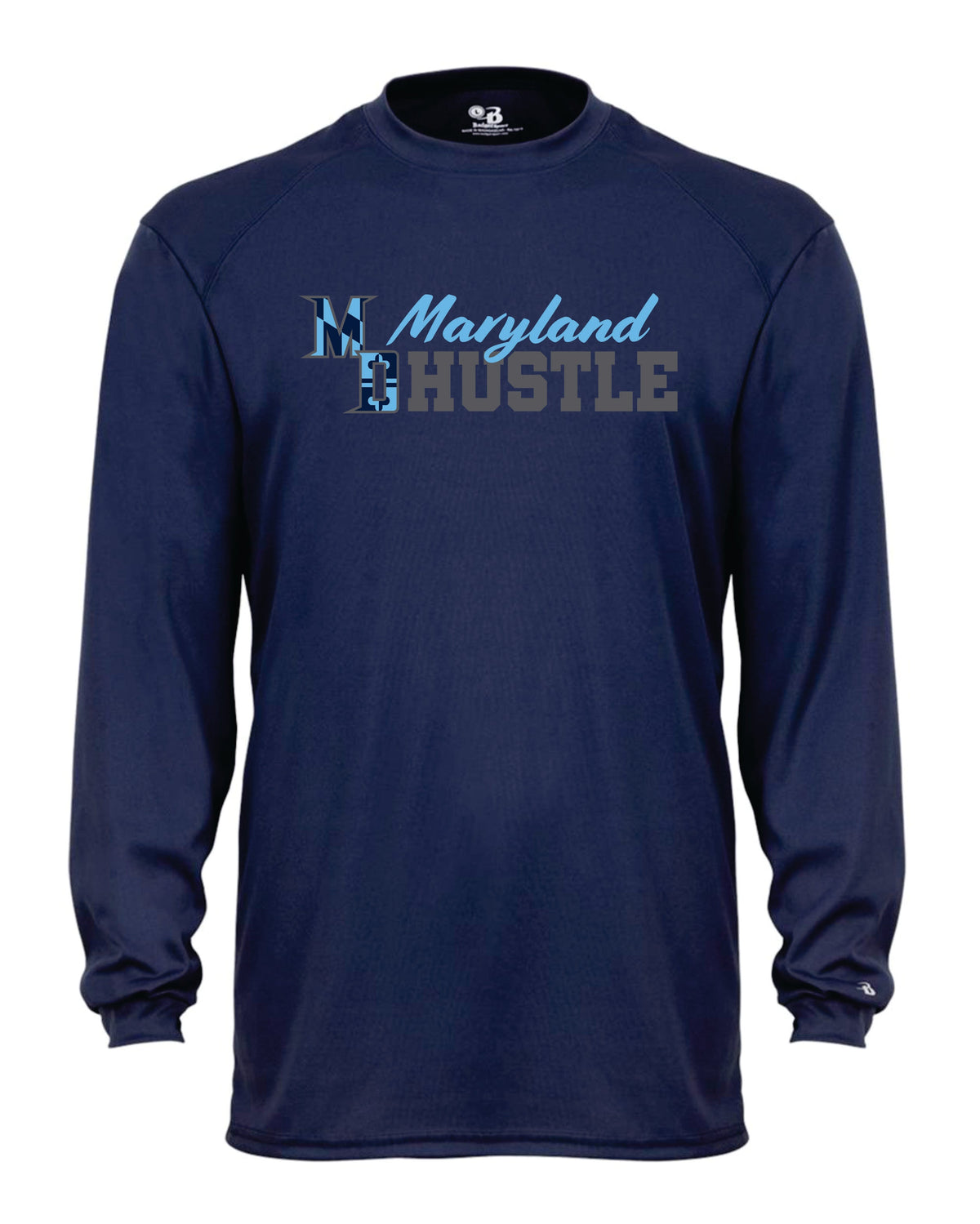 MD HUSTLE Long Sleeve Badger Dri Fit Shirt YOUTH - Maryland Hustle logo