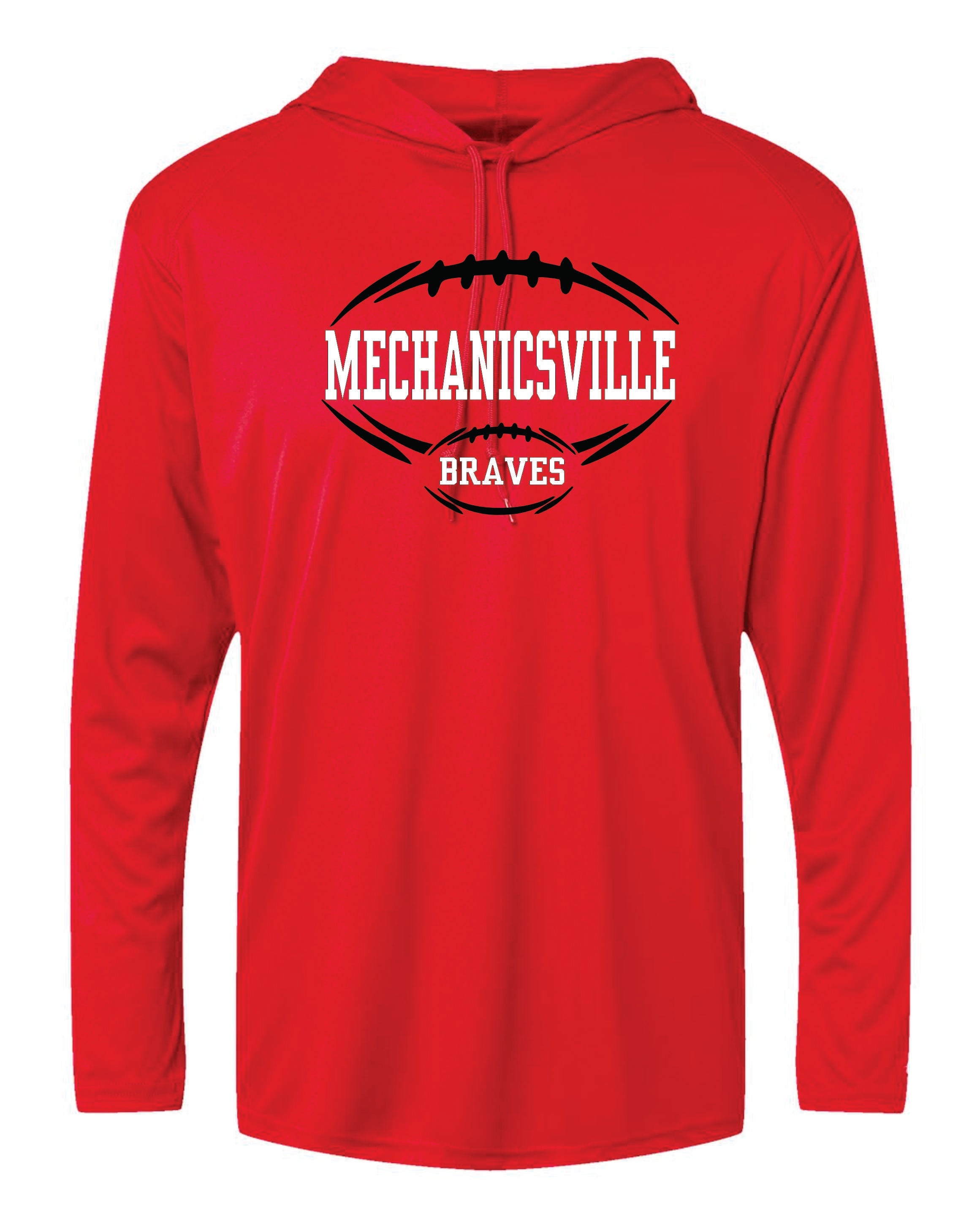 Mechanicsville Braves Long Sleeve Badger  Hooded Dri Fit Shirt YOUTH