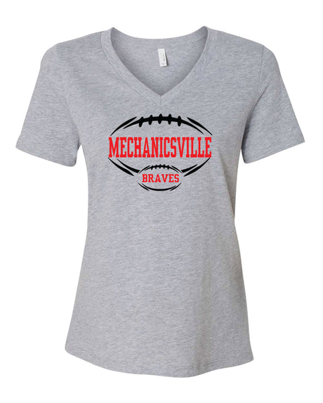 Mechanicsville Braves Women's Bella and Canvas Short Sleeve Relaxed Fit V-Neck
