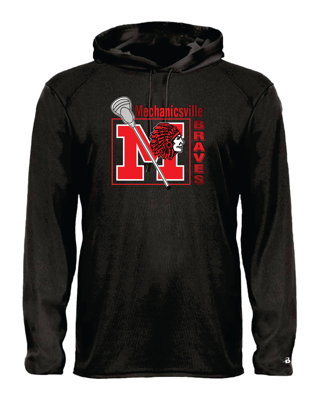 Mechanicsville Braves Long Sleeve Badger Hooded Dri Fit Shirt YOUTH - LAX