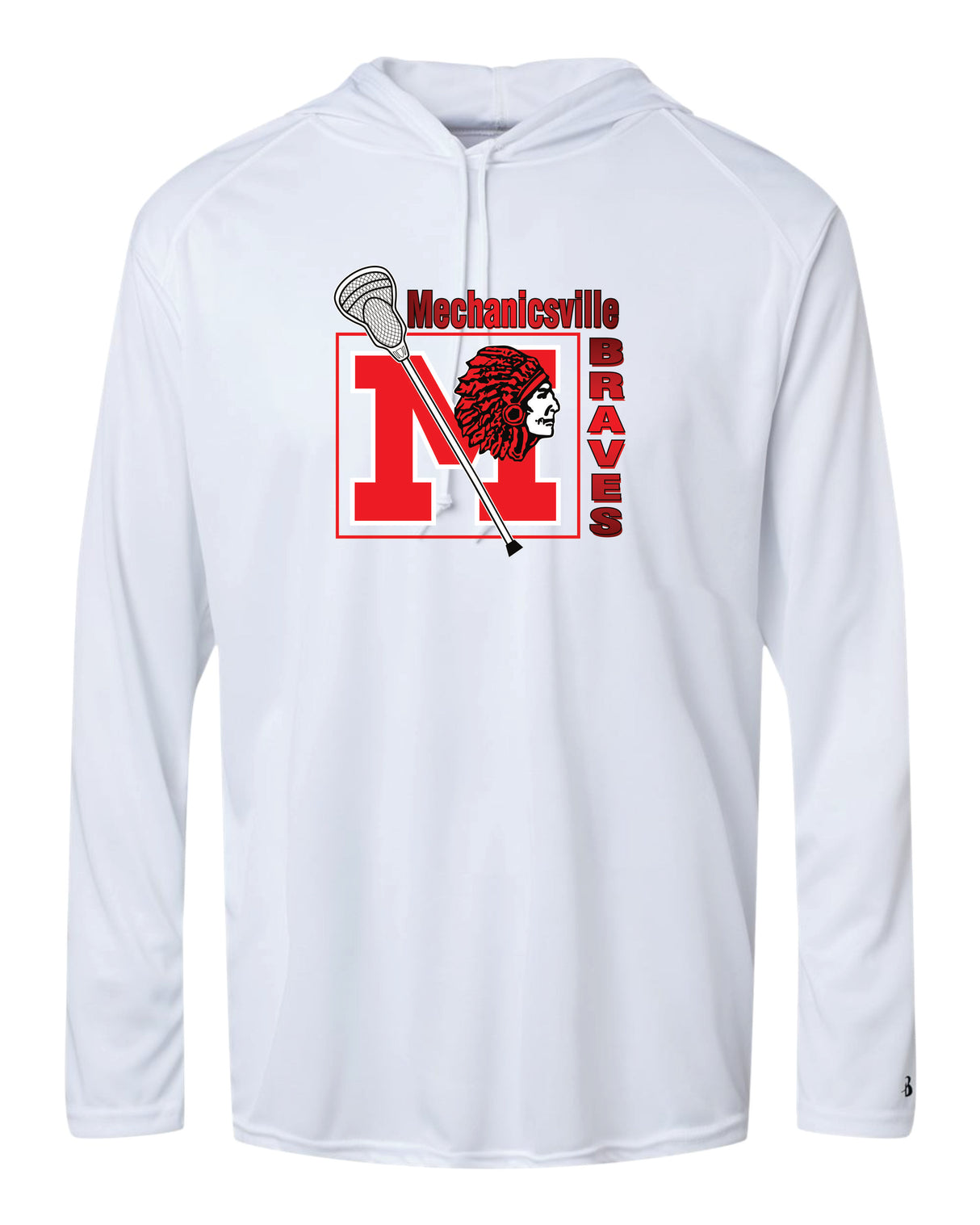 Mechanicsville Braves Long Sleeve Badger Hooded Dri Fit Shirt YOUTH - LAX