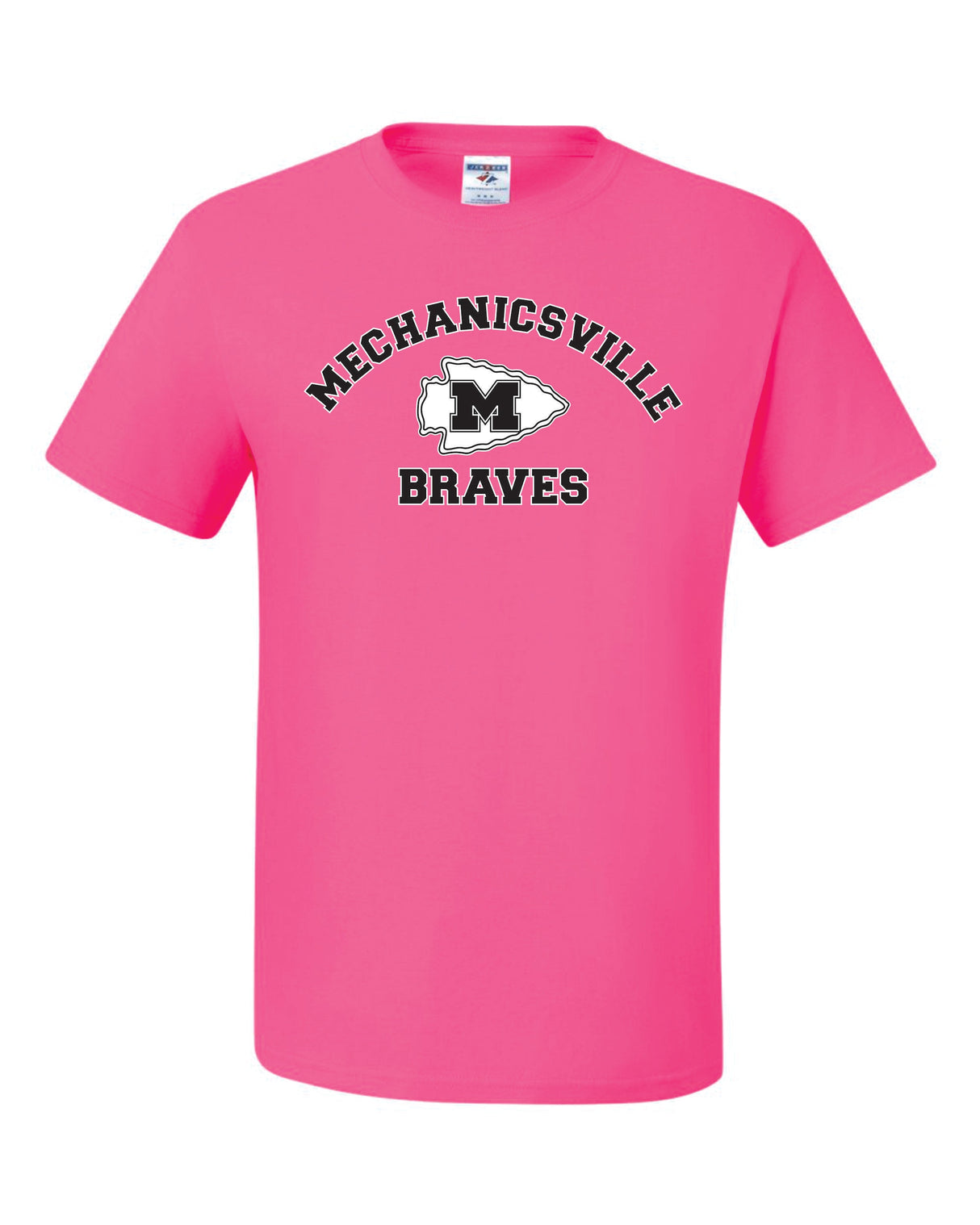 Mechanicsville Braves Breast Cancer Awareness T-Shirt 50/50 Blend PINK SHIRT -YOUTH