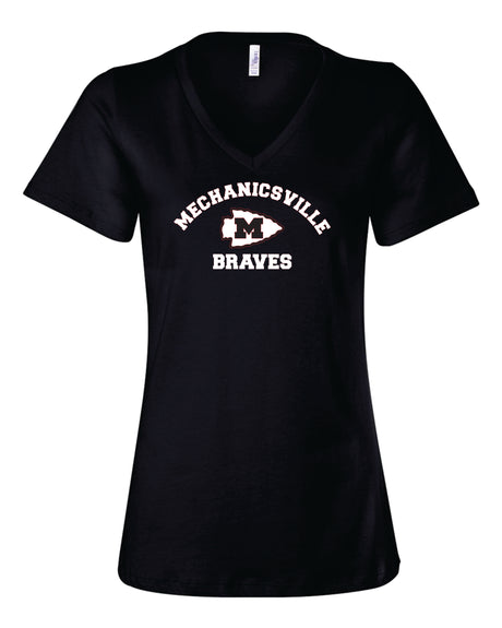 Mechanicsville Braves Women's Bella and Canvas Short Sleeve Relaxed Fit V-Neck