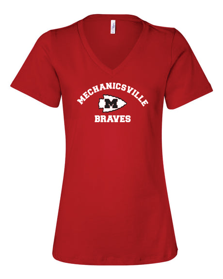 Mechanicsville Braves Women's Bella and Canvas Short Sleeve Relaxed Fit V-Neck