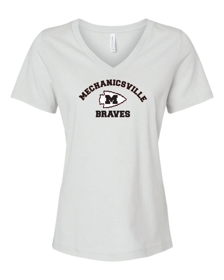Mechanicsville Braves Women's Bella and Canvas Short Sleeve Relaxed Fit V-Neck