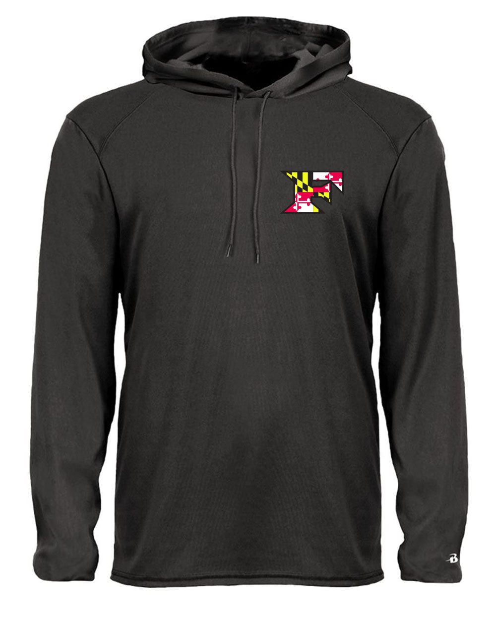 Five Star Badger Dri-Fit LS Hooded Shirt - Maryland Chest Logo YOUTH