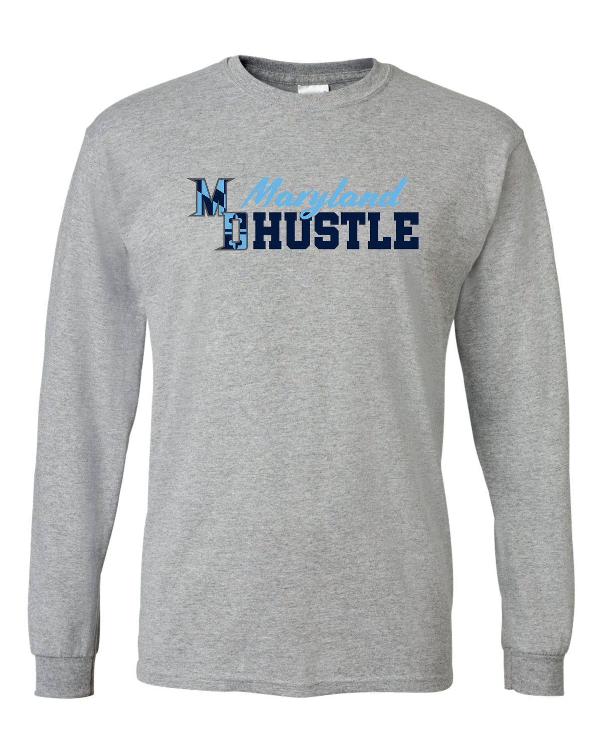 MD HUSTLE 50/50 Long Sleeve T-Shirts - Maryland Hustle logo