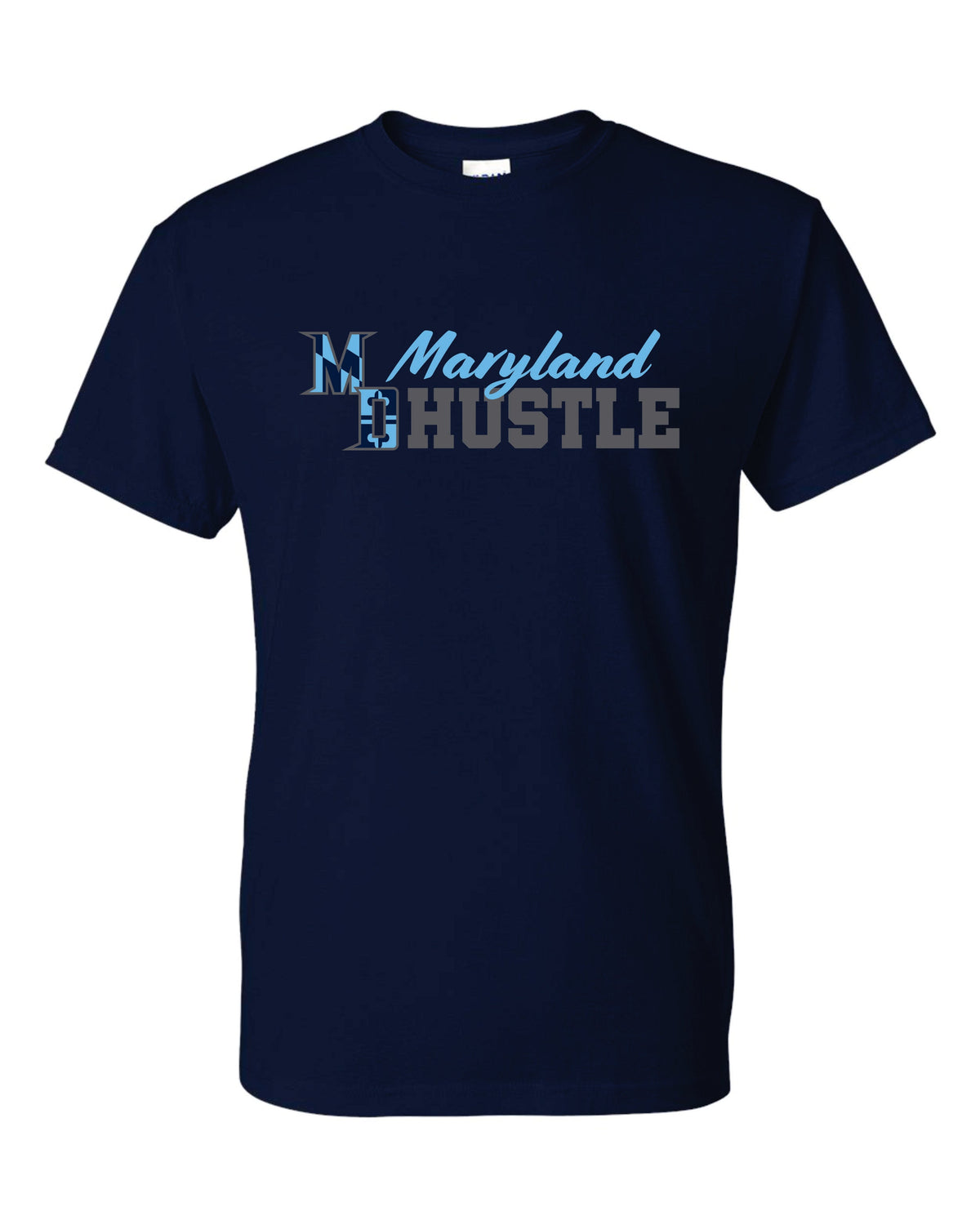 MD HUSTLE Short Sleeve T-Shirt 50/50 Blend - Maryland Hustle logo