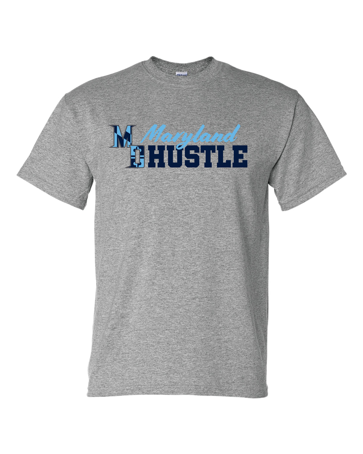 MD HUSTLE Short Sleeve T-Shirt 50/50 Blend - Maryland Hustle logo