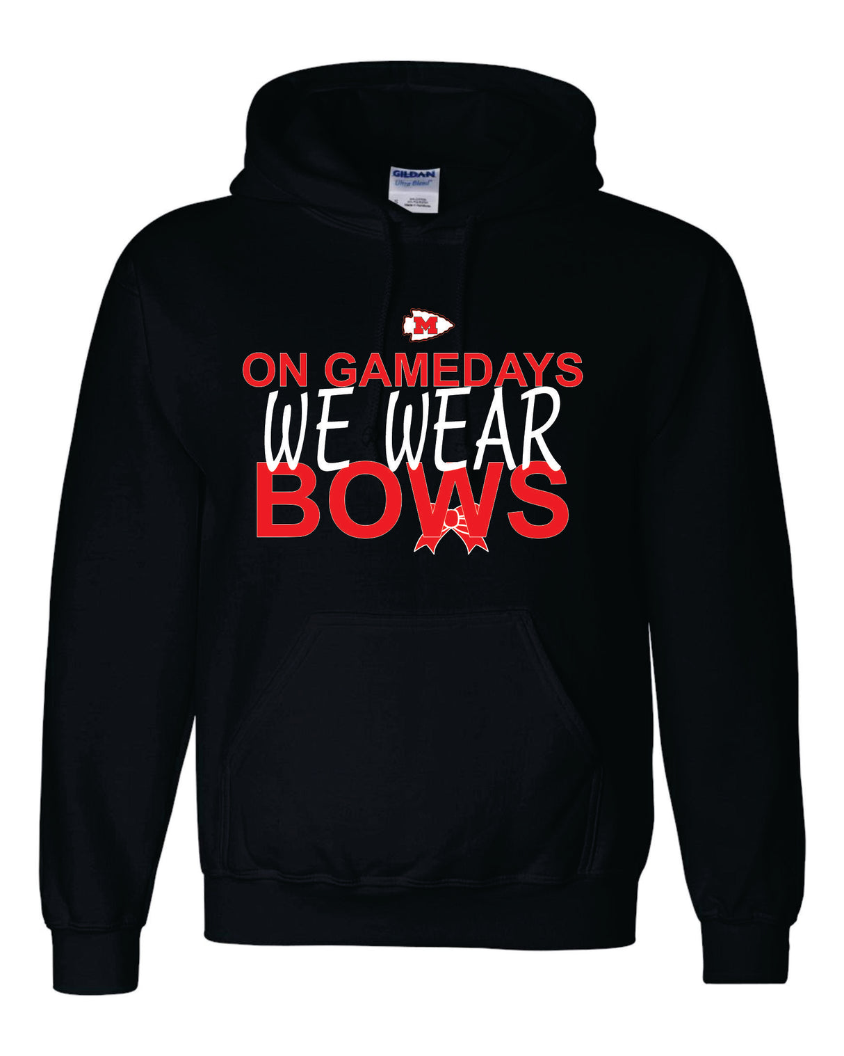 On Game Day We Wear Bows -Mechanicsville Braves Gildan/Jerzee 50/50 Hoodie CHEER