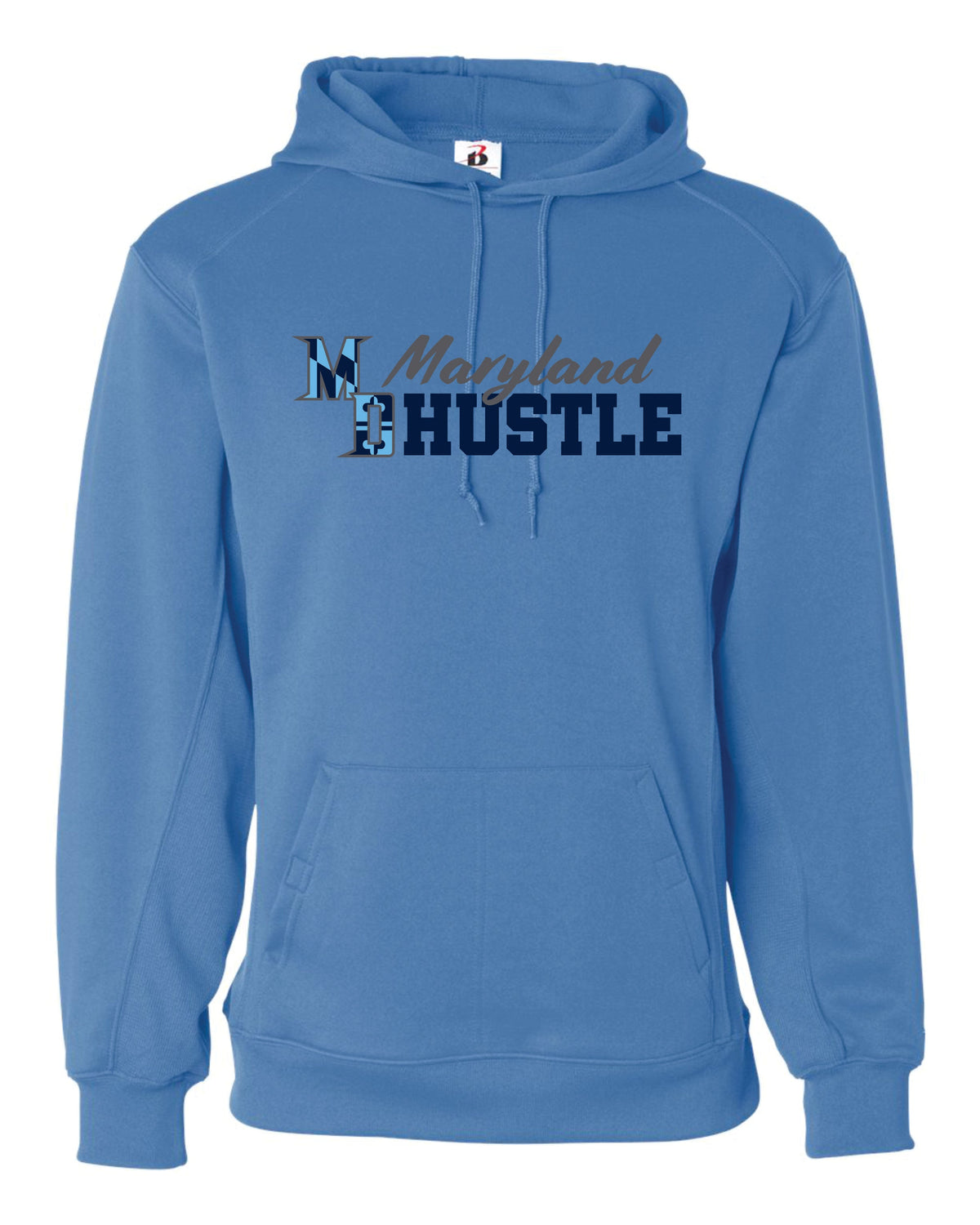 MD HUSTLE  Badger Dri-fit Hoodie - YOUTH - Maryland Hustle logo