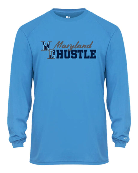 MD HUSTLE Long Sleeve Badger Dri Fit Shirt ADULT WOMEN - Maryland Hustle logo