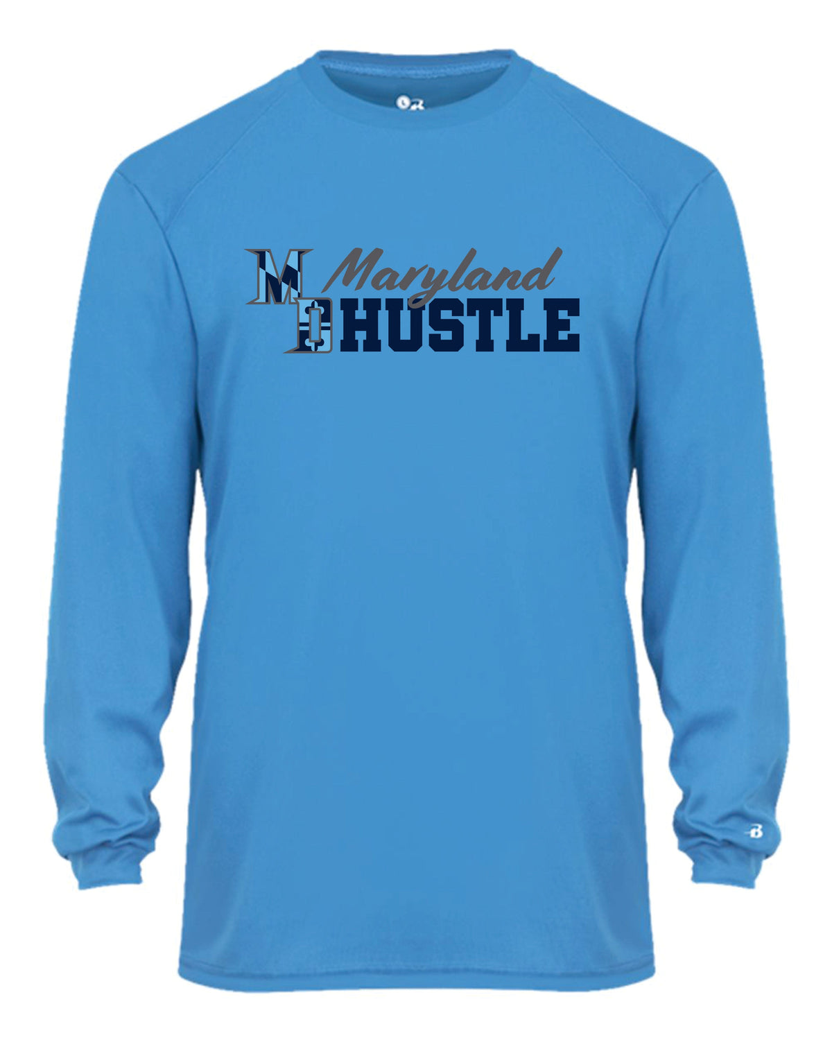 MD HUSTLE Long Sleeve Badger Dri Fit Shirt YOUTH - Maryland Hustle logo