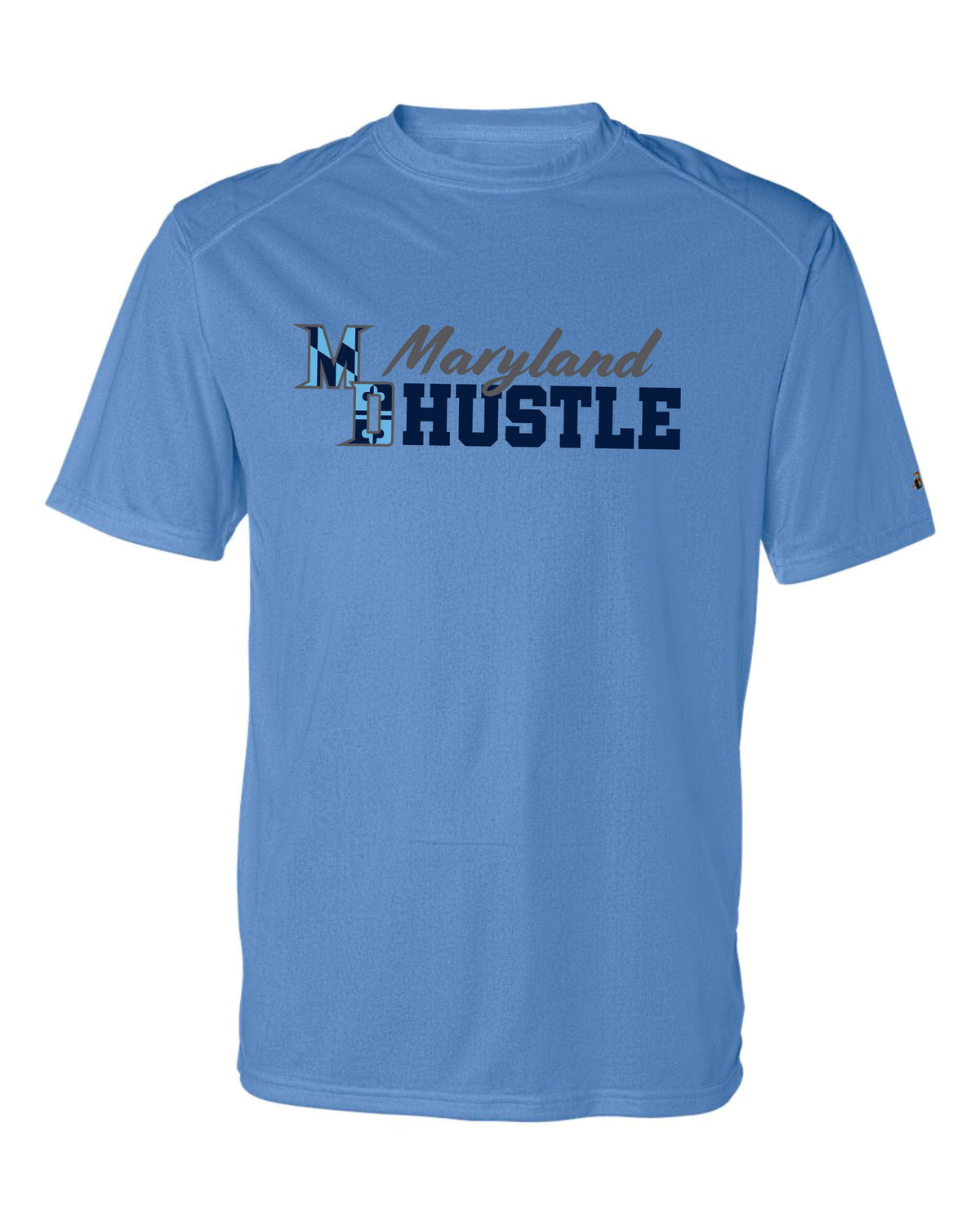 MD HUSTLE Short Sleeve Badger Dri Fit T shirt ADULT - Maryland Hustle logo