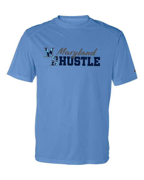 MD HUSTLE Short Sleeve Badger Dri Fit T shirt ADULT - Maryland Hustle logo