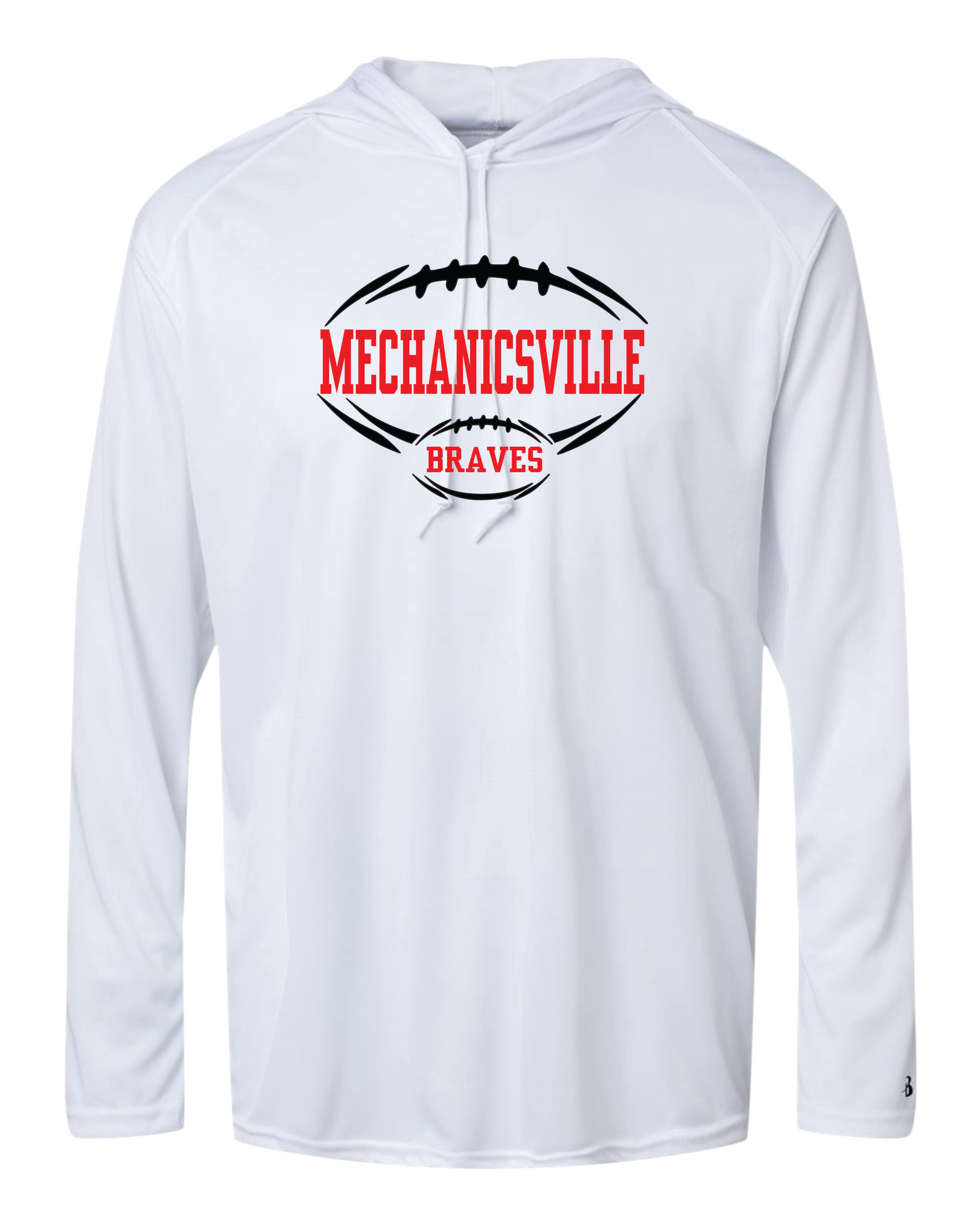 Mechanicsville Braves Long Sleeve Badger  Hooded Dri Fit Shirt YOUTH