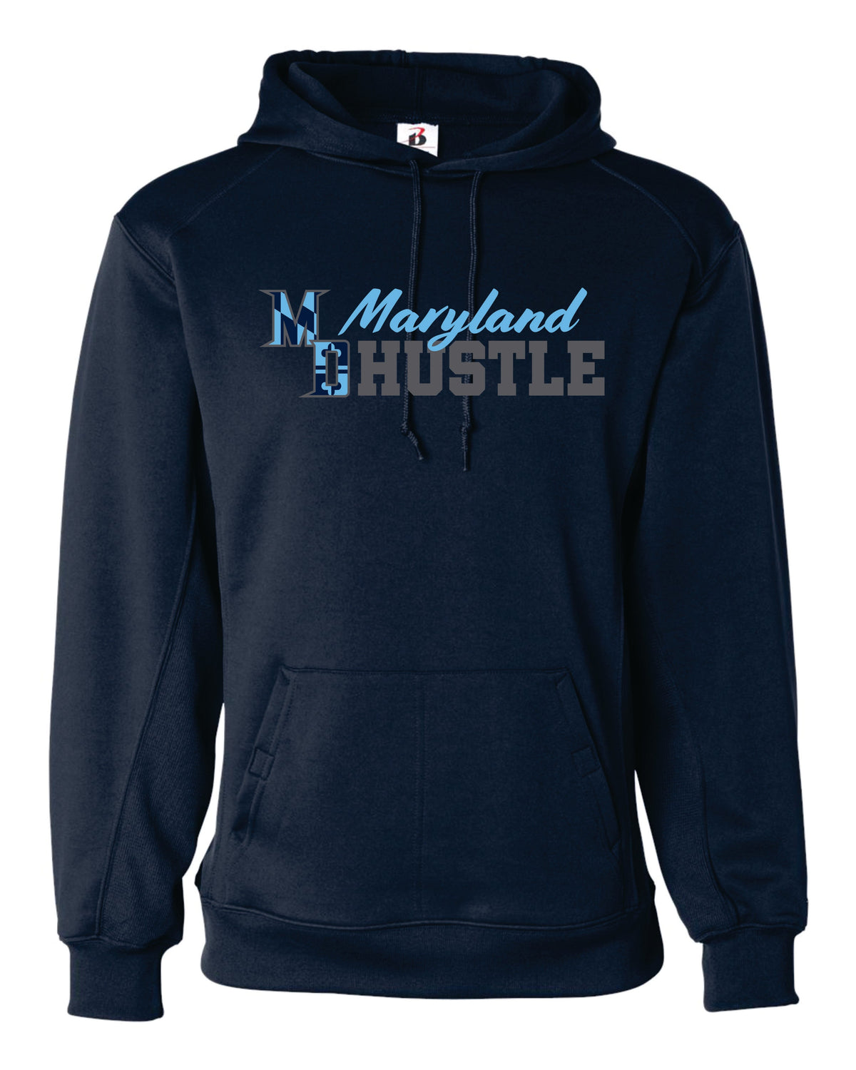 MD HUSTLE  Badger Dri-fit Hoodie - YOUTH - Maryland Hustle logo