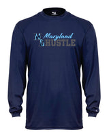 MD HUSTLE Long Sleeve Badger Dri Fit Shirt YOUTH - Maryland Hustle logo