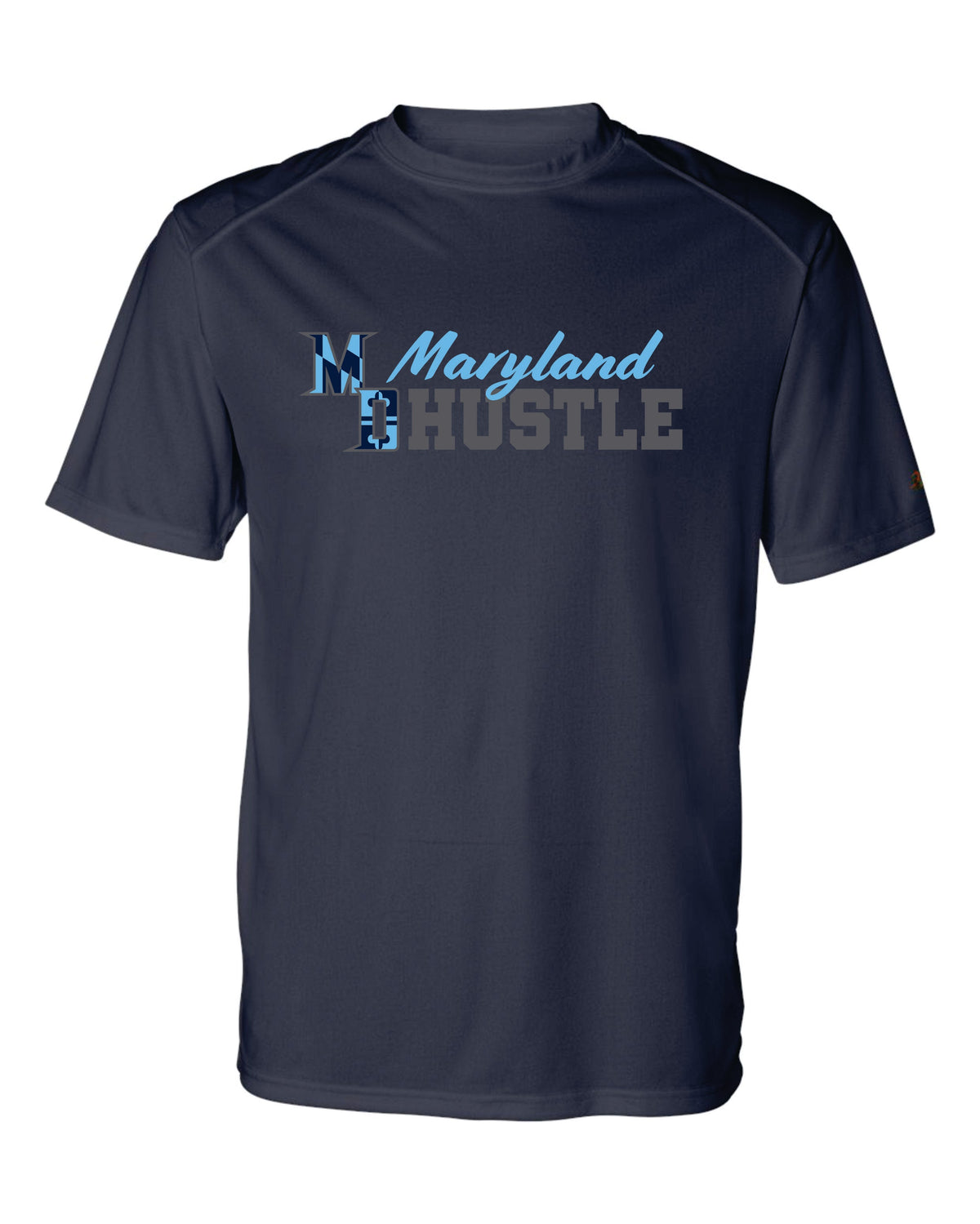 MD HUSTLE Short Sleeve Badger Dri Fit T shirt ADULT - Maryland Hustle logo