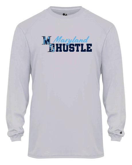 MD HUSTLE Long Sleeve Badger Dri Fit Shirt YOUTH - Maryland Hustle logo