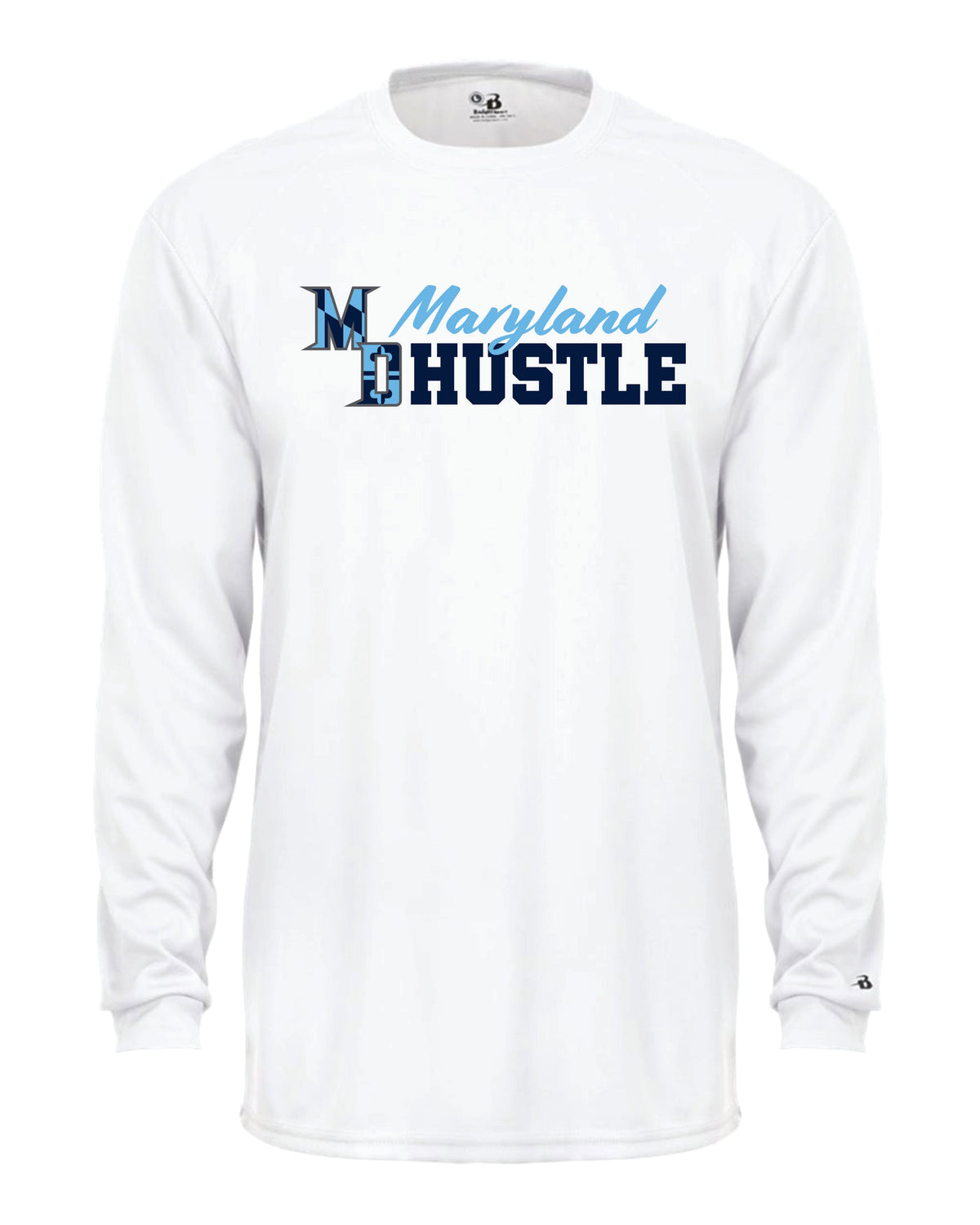 MD HUSTLE Long Sleeve Badger Dri Fit Shirt ADULT WOMEN - Maryland Hustle logo