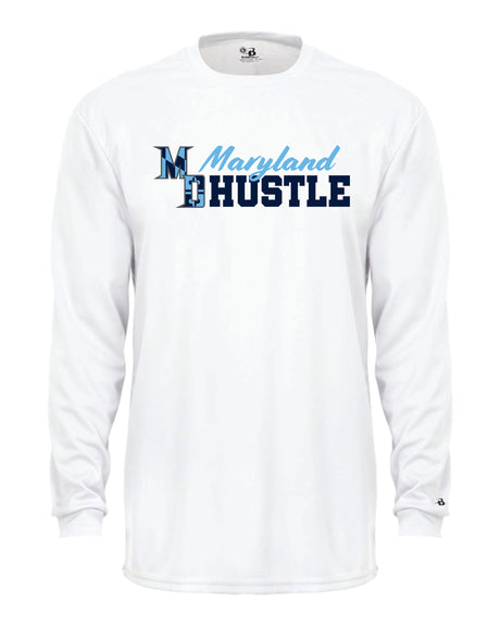 MD HUSTLE Long Sleeve Badger Dri Fit Shirt ADULT WOMEN - Maryland Hustle logo