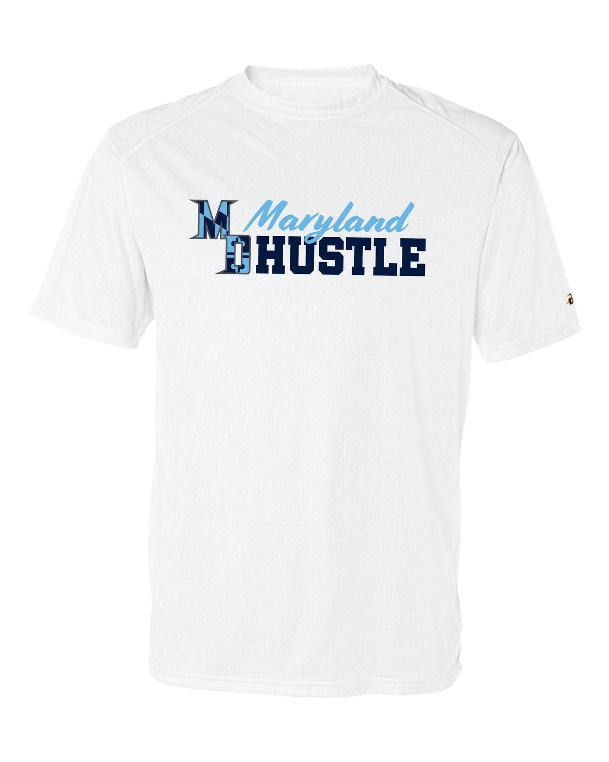 MD HUSTLE Short Sleeve Badger Dri Fit T shirt ADULT - Maryland Hustle logo