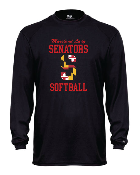 Senators Softball Long Sleeve Dri-Fit Shirt Big S Logo- Women