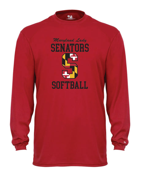Senators Softball Long Sleeve Dri-Fit Shirt Big S Logo- Women