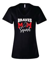 Mechanicsville Braves Women's Bella and Canvas Short Sleeve Relaxed Fit V Neck-CHEER MOM SQUAD