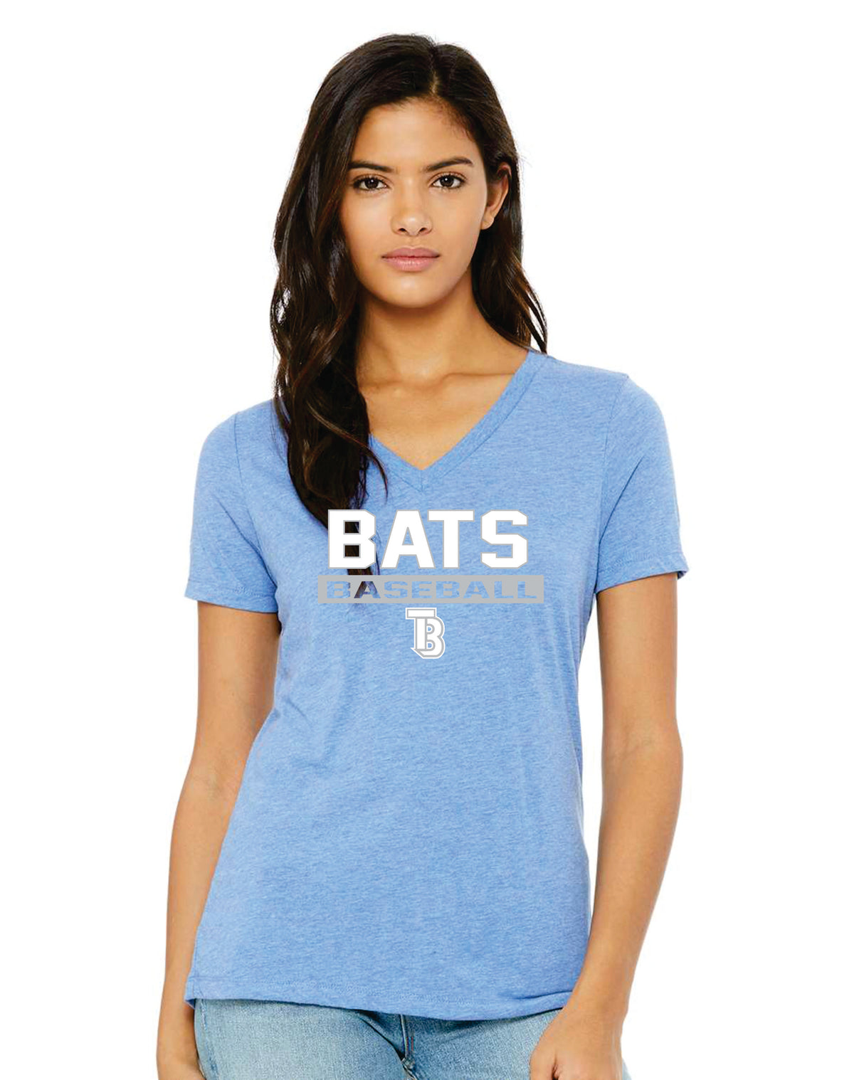 Tampa Bay Bats Women's Bella and Canvas Short Sleeve Relaxed Fit V Neck