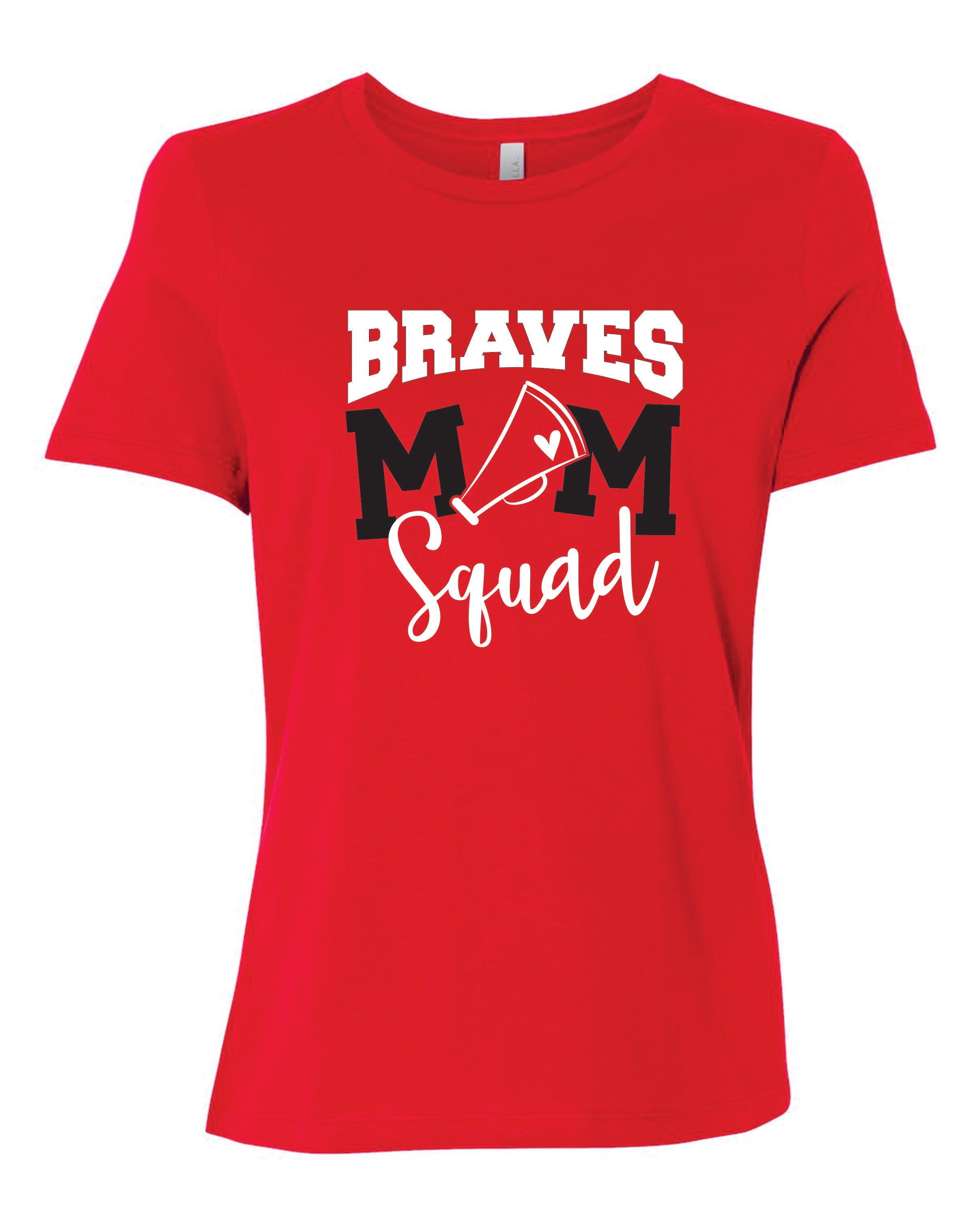 Mechanicsville Braves Women's Bella and Canvas Short Sleeve Relaxed Fit Round Neck-CHEER MOM SQUAD