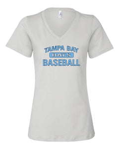 Tampa Bay Bats Women's Bella and Canvas Short Sleeve Relaxed Fit V Neck