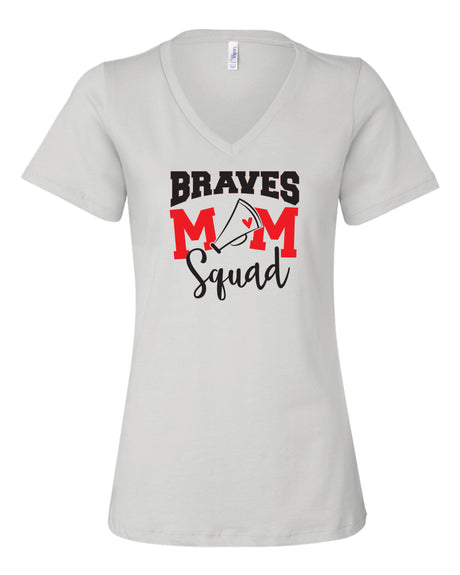 Mechanicsville Braves Women's Bella and Canvas Short Sleeve Relaxed Fit V Neck-CHEER MOM SQUAD