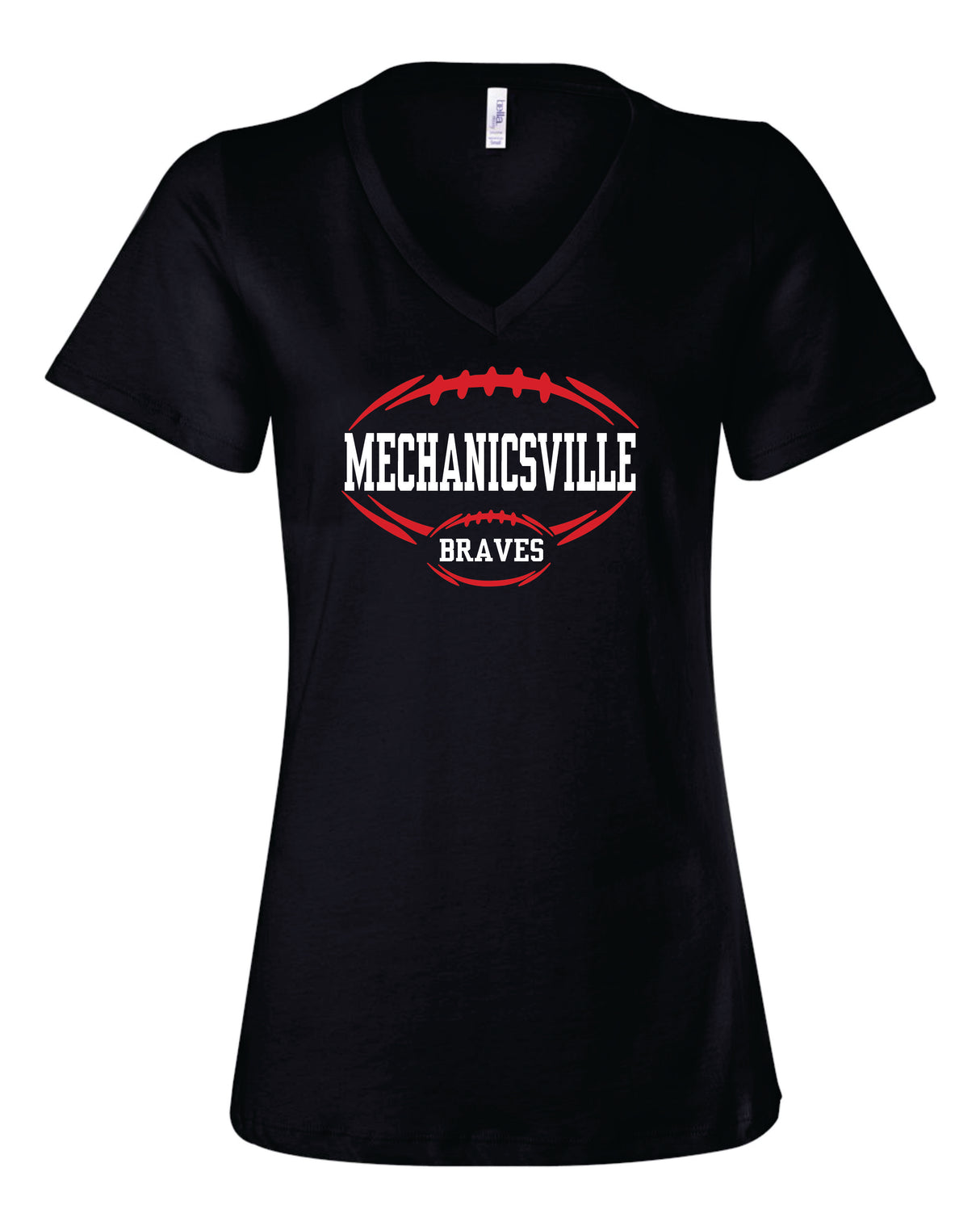 Mechanicsville Braves Women's Bella and Canvas Short Sleeve Relaxed Fit V-Neck