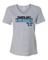 Tampa Bay Bats Women's Bella and Canvas Short Sleeve Relaxed Fit V Neck