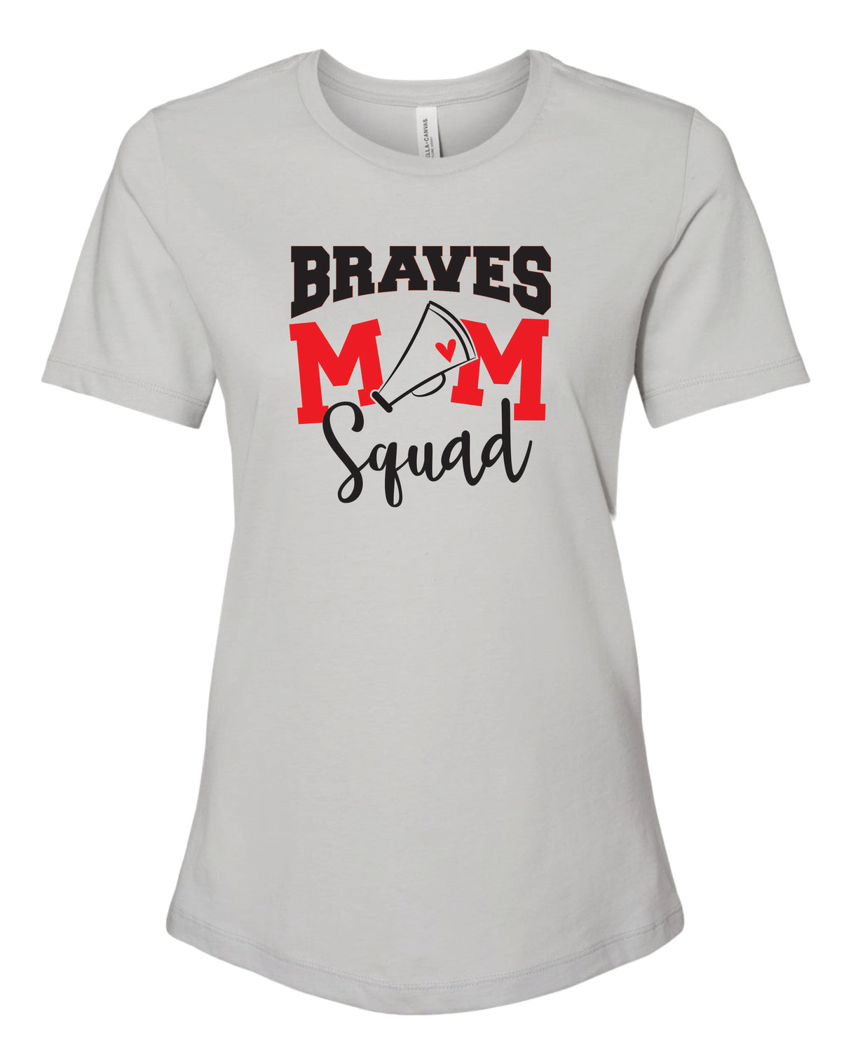 Mechanicsville Braves Women's Bella and Canvas Short Sleeve Relaxed Fit Round Neck-CHEER MOM SQUAD