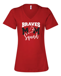 Mechanicsville Braves Women's Bella and Canvas Short Sleeve Relaxed Fit V Neck-CHEER MOM SQUAD
