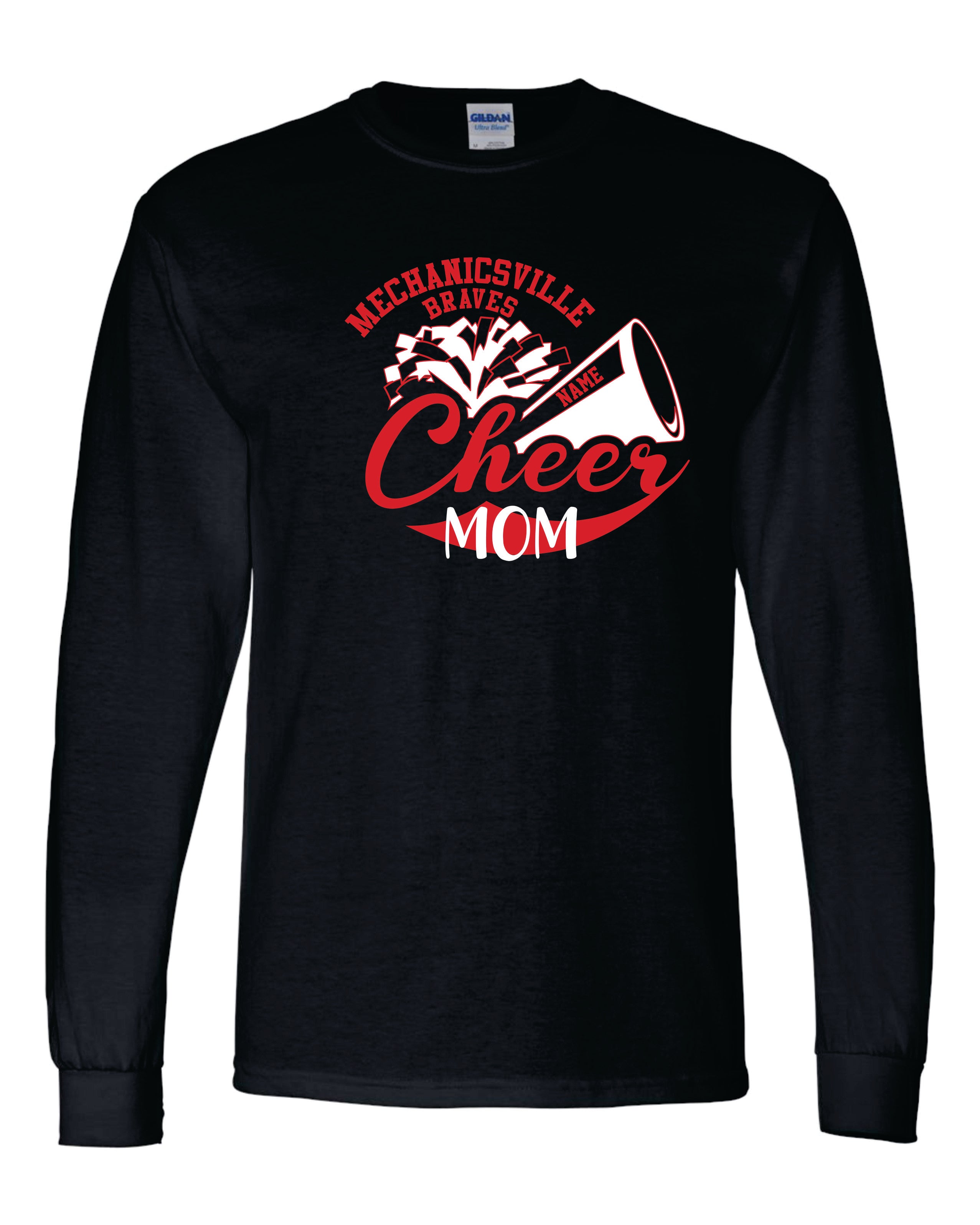 Mechanicsville Braves 50/50 Long Sleeve T-Shirts -CHEER MOM
