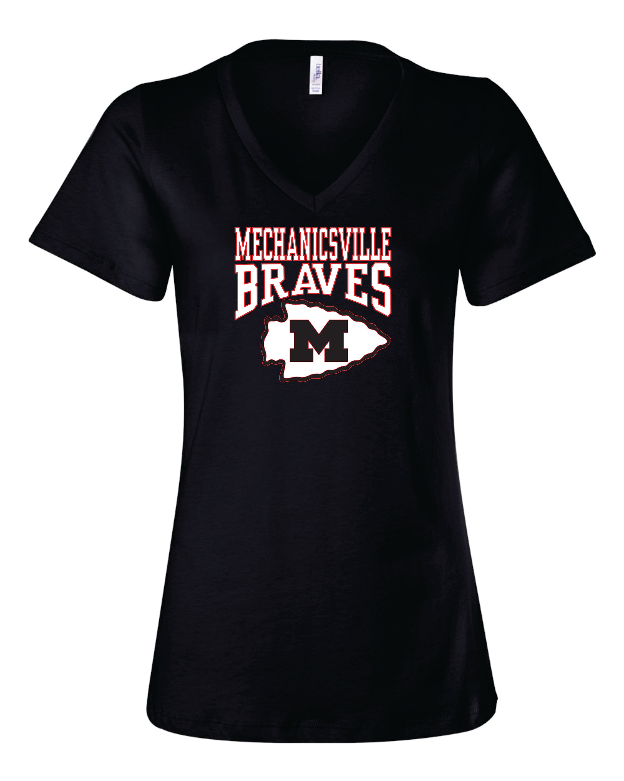 Mechanicsville Braves Women's Bella and Canvas Short Sleeve Relaxed Fit V-Neck