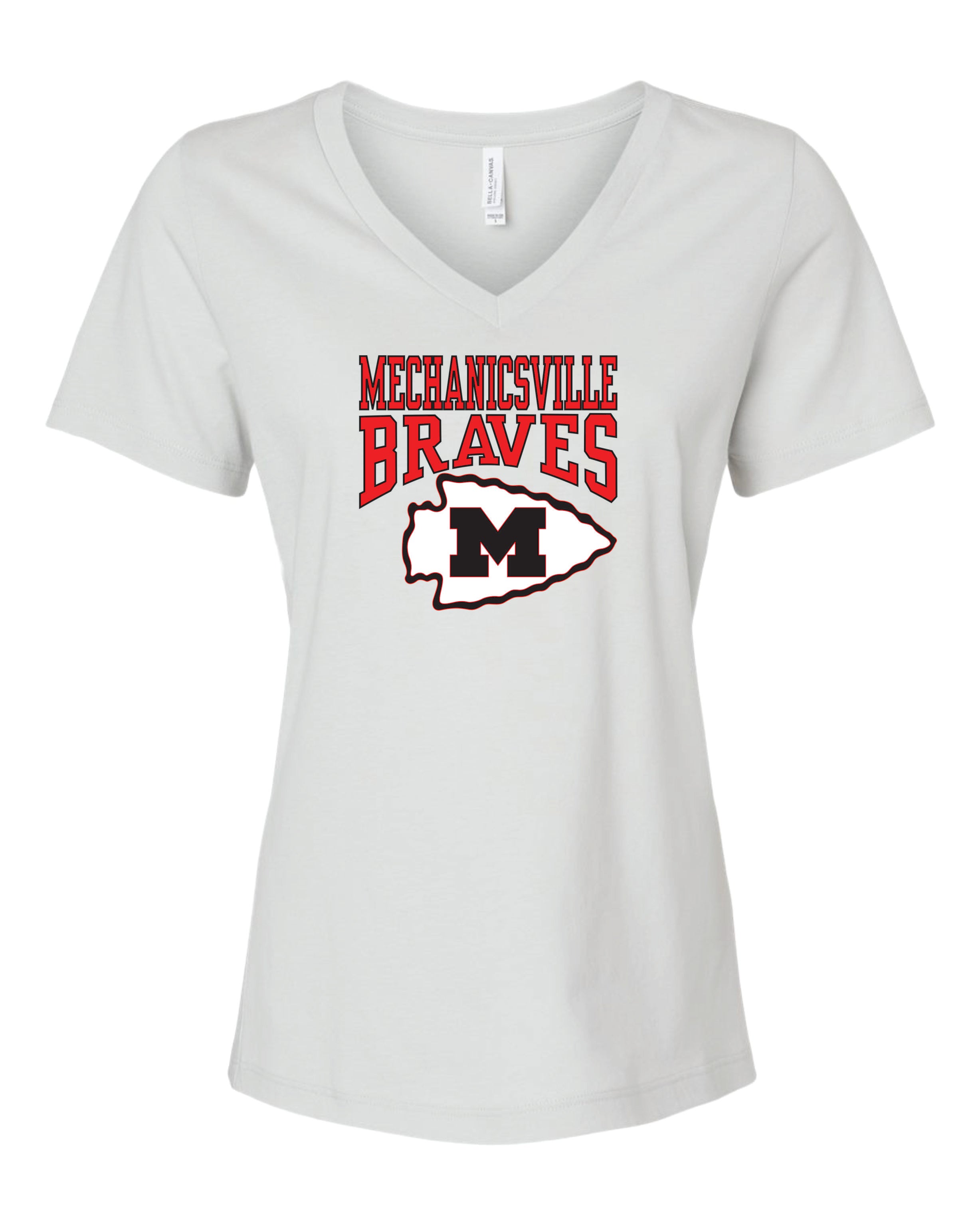 Mechanicsville Braves Women's Bella and Canvas Short Sleeve Relaxed Fit V-Neck