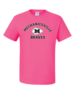 Mechanicsville Braves Breast Cancer Awareness T-Shirt 50/50 Blend PINK SHIRT -YOUTH