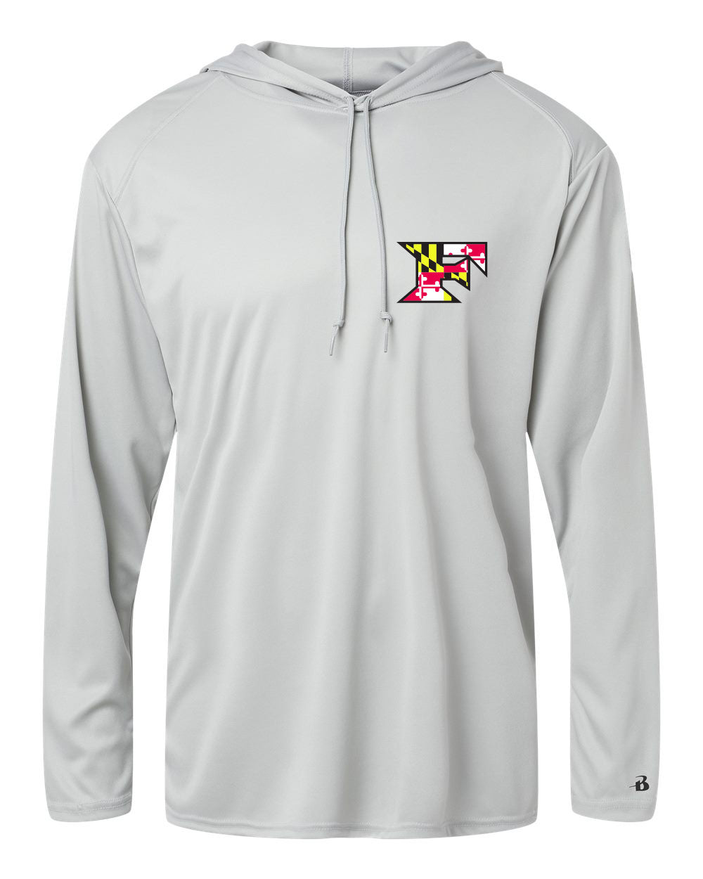 Five Star Badger Dri-Fit LS Hooded Shirt - Maryland Chest Logo - WOMEN