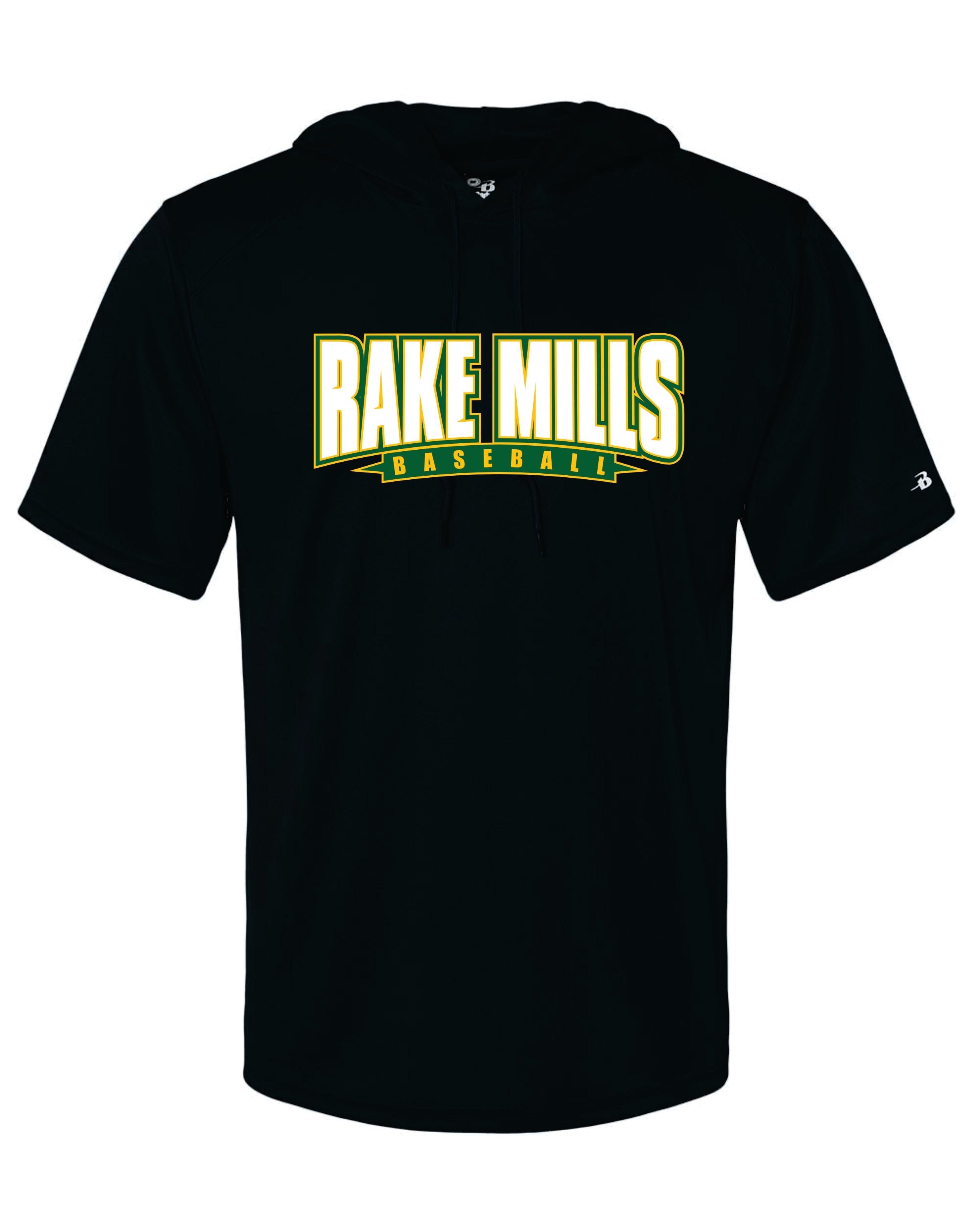 Great Mills Baseball Short Sleeve HOODED Badger Dri Fit T shirt - RAKE MILLS