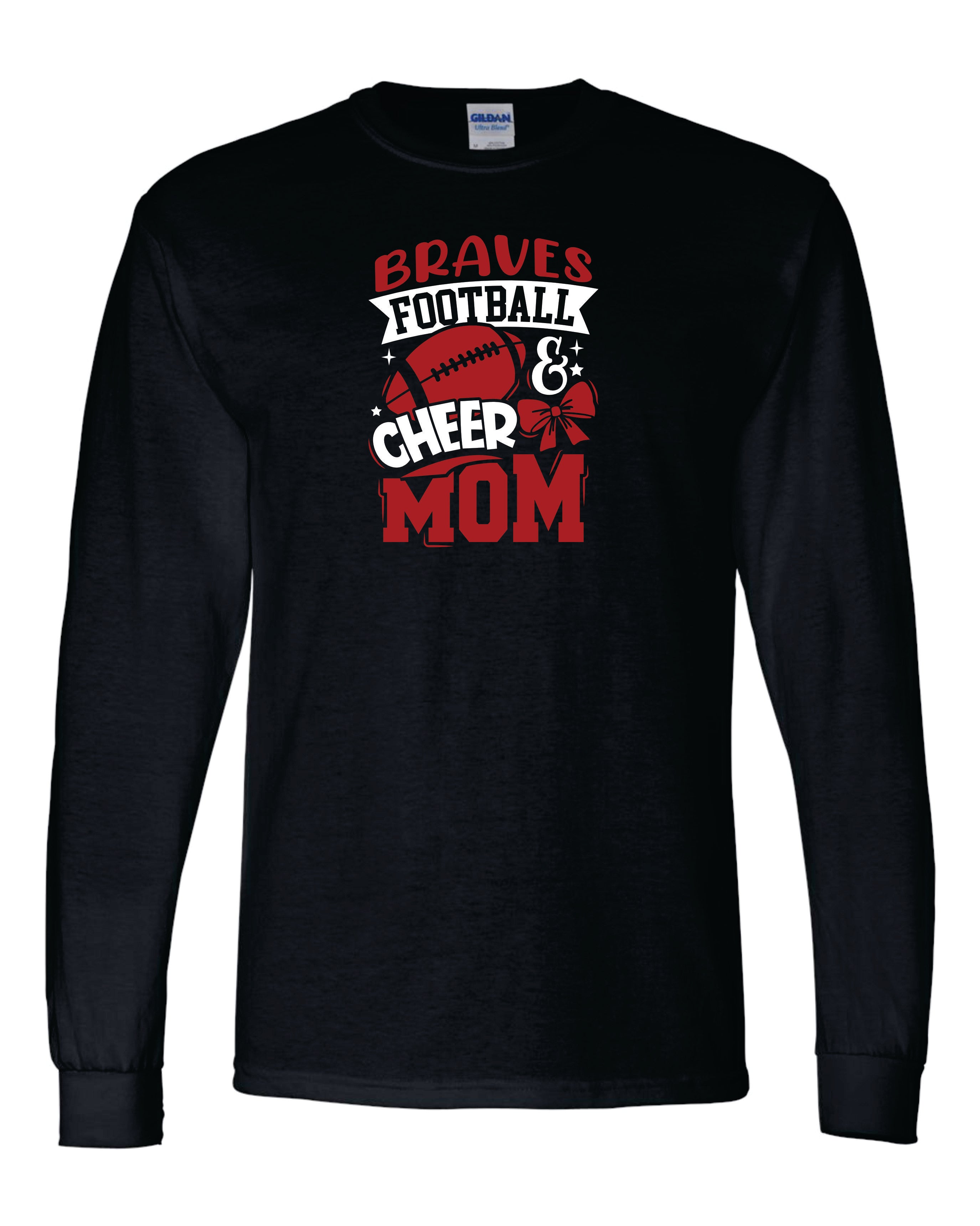 Mechanicsville Braves 50/50 Long Sleeve T-Shirts FOOTBALL AND CHEER MOM