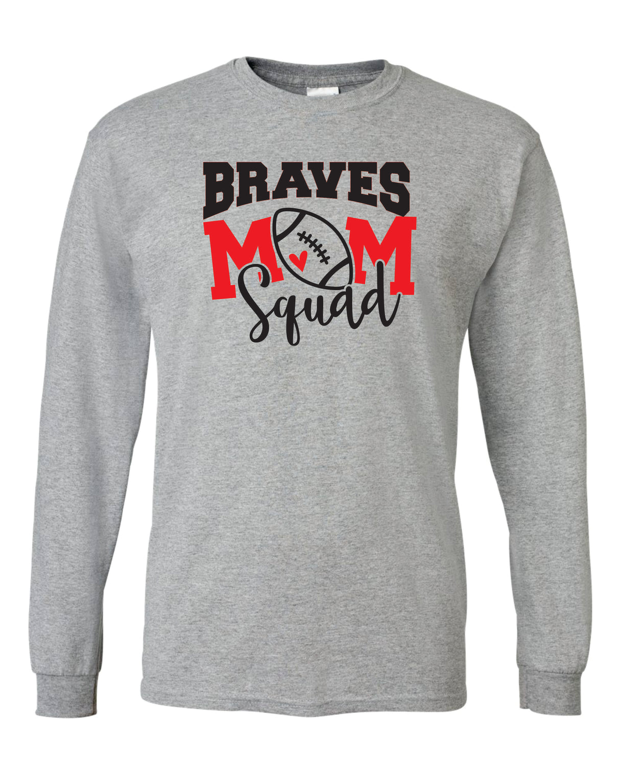 Mechanicsville Braves 50/50 Long Sleeve T-Shirts-FOOTBALL MOM SQUAD