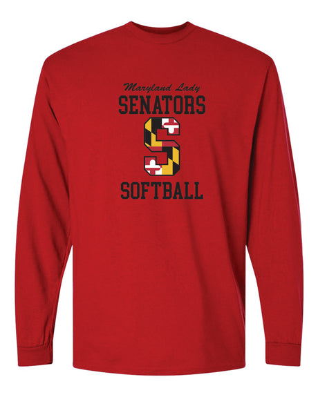 Lady Senators Long Sleeve T-Shirt 50/50 Blend Big S Design