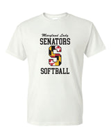 Lady Senators Short Sleeve T-Shirt 50/50 Blend Big S Design YOUTH