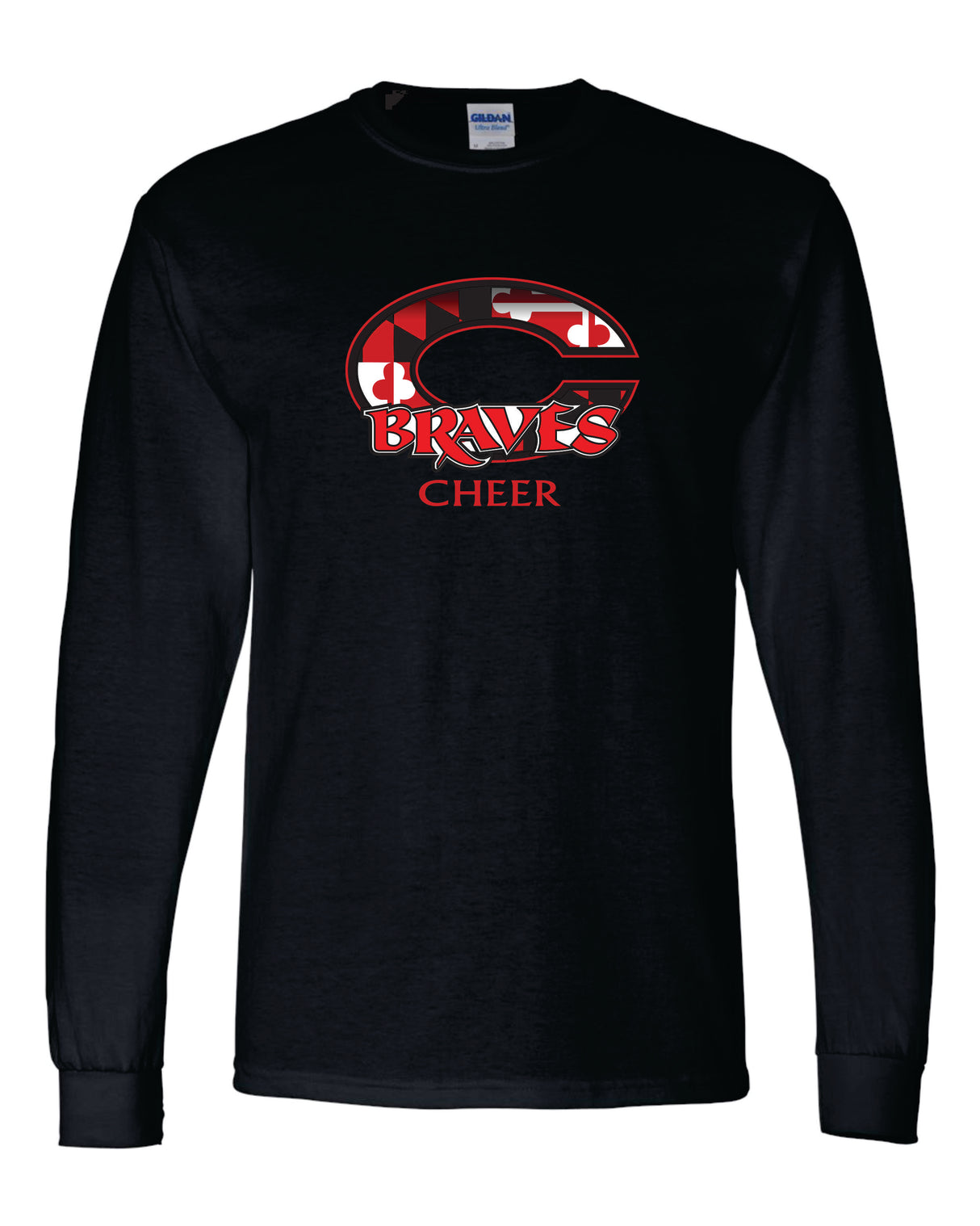 Chopticon Braves Cheer 50/50 Long Sleeve T-Shirts MD Flag C