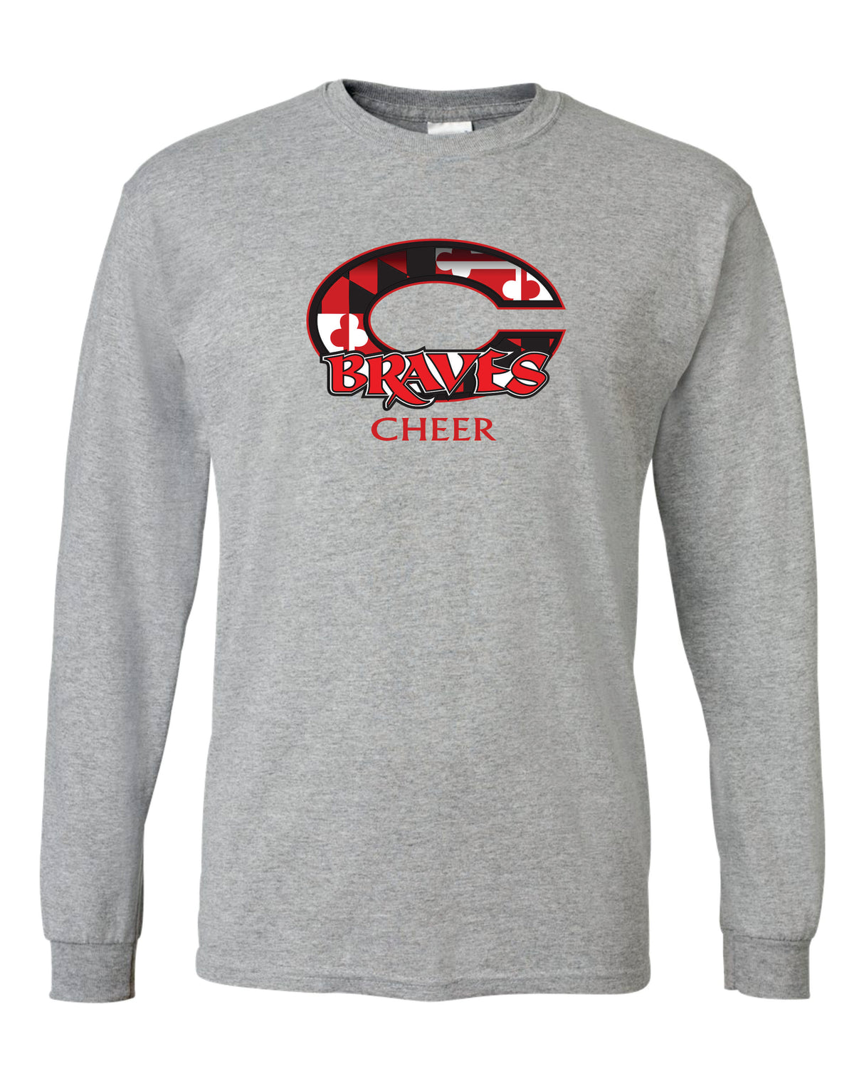 Chopticon Braves Cheer 50/50 Long Sleeve T-Shirts MD Flag C